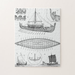 Vintage Viking Naval Ship History and Diagram Jigsaw Puzzle