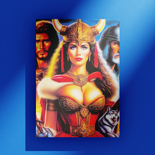 Vintage Viking Warrior Woman Postcard