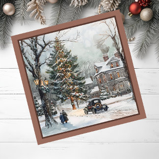 Vintage Village Christmas Magnetic Card