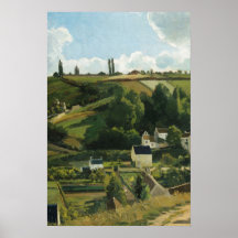 Vintage Village Landscape Painting