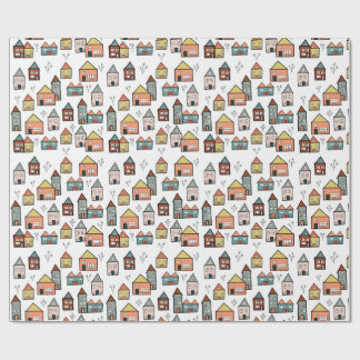 vintage village wrapping paper