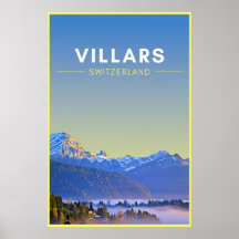 Vintage Villars Switzerland Art poster
