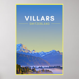 Vintage Villars Switzerland Art poster