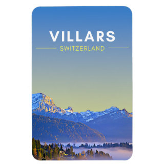 Vintage Villars Switzerland Travel Magnet