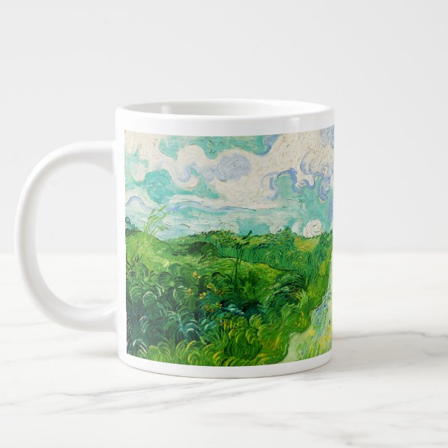 Vintage Vincent Van Gogh Green Wheat Fields Large Coffee Mug (Left)