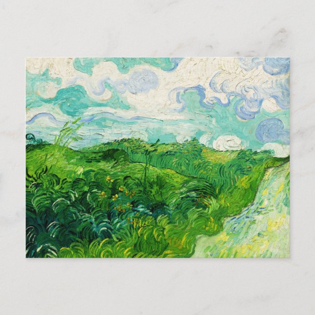 Vintage Vincent Van Gogh Green Wheat Fields Postcard (Front)