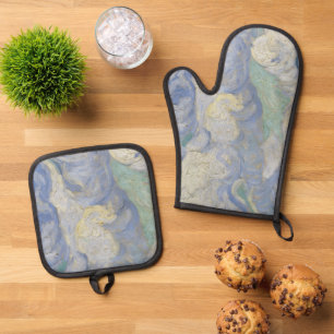 Vintage Vincent Van Gogh Wheat Field w/ Cypresses Oven Mitt & Pot Holder Set