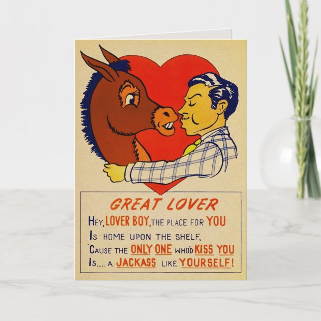 Vintage Vinegar Jackass Valentines Card (Front)