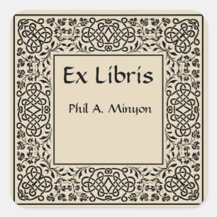 Vintage Vines and Interlocking Knots Bookplate Square Sticker
