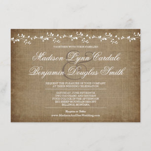 Vintage Vines Distressed Rustic Wedding Invitation
