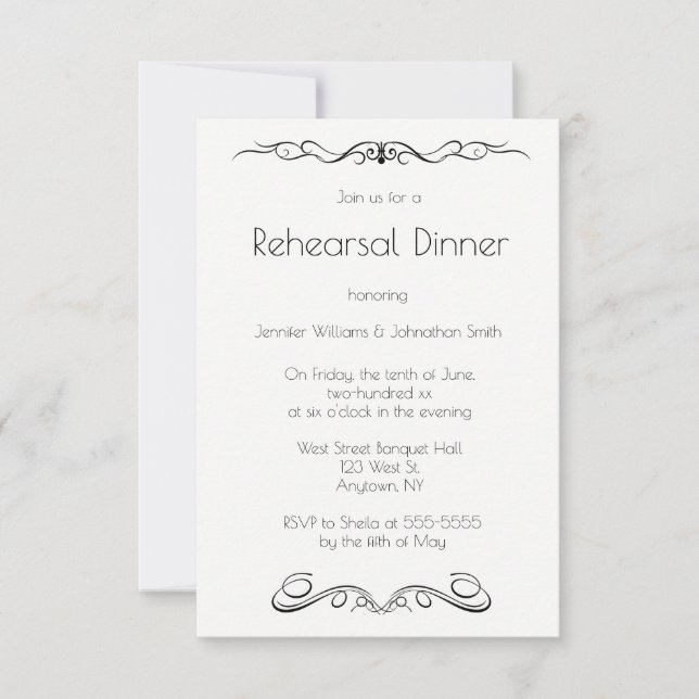 Vintage vines rehearsal dinner invitations (Front)