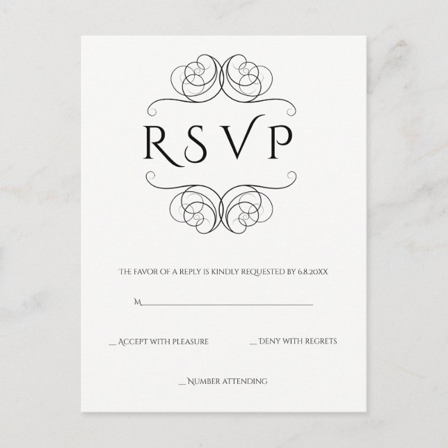 Vintage vines wedding rsvp postcards (Front)