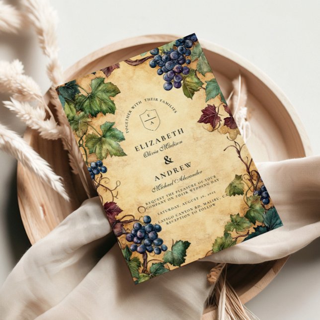 Vintage Vineyard Wedding Grapevine Theme Invitation (Creator Uploaded)