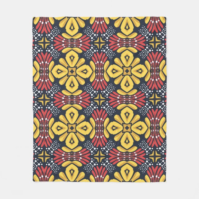 Vintage vintage seamless flower pattern fleece blanket (Front)