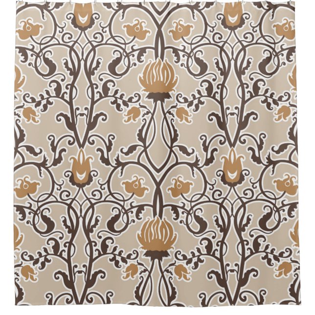 Vintage vintage seamless flower pattern shower curtain (Front)