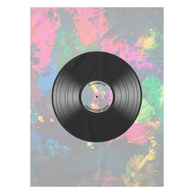 Vintage Vinyl Music Record Nightclub Or Dance Fan Tablecloth (Front)