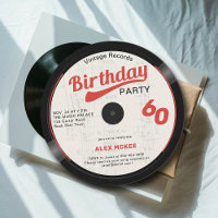 Vintage Vinyl Record Black White Red 60th Birthday