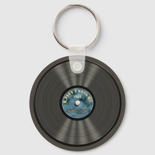 Vintage Vinyl Record (blue) Keychain (Front)