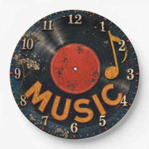 Vintage Vinyl Record Music Paper Plate