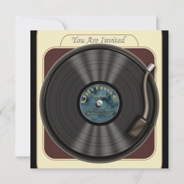 Vintage Vinyl Record Party Invitations (Front)