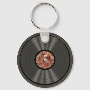 Vintage Vinyl Record (red) Keychain