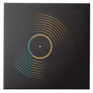 Vintage Vinyl Record Turntable Minimalist Music Ceramic Tile