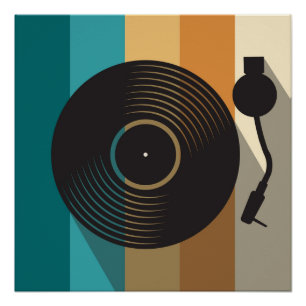 Vintage Vinyl Record Turntable Minimalist Music Poster