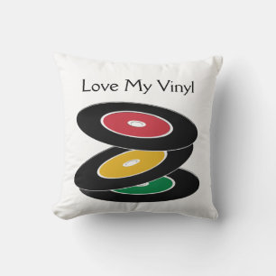 Vintage Vinyl Records Design Throw Pillow