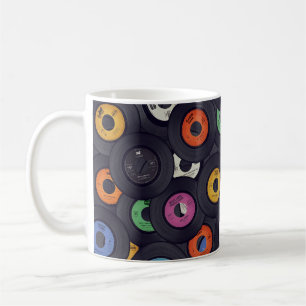 Vintage Vinyl Records Music Background Coffee Mug