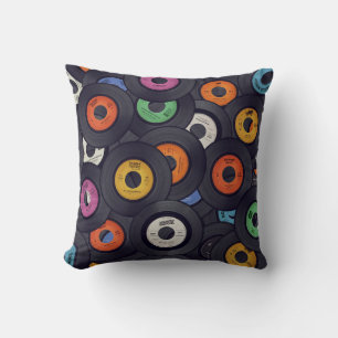Vintage Vinyl Records Music Background Cushion