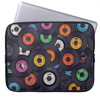 Vintage Vinyl Records Music Background Laptop Sleeve