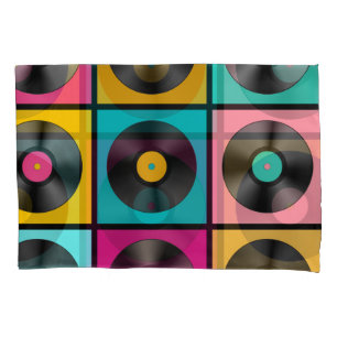 Vintage Vinyl Records Retro Background Pillowcase