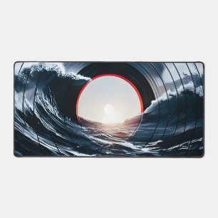 Vintage Vinyl Surf Wave Ocean Retro Music Desk Mat