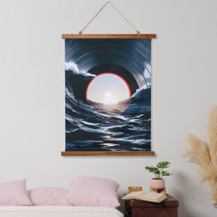 Vintage Vinyl Surf Wave Ocean Retro Music Hanging Tapestry