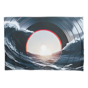 Vintage Vinyl Surf Wave Ocean Retro Music Pillowcase