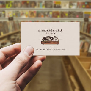 Vintage Vinyl Turntable Business Card
