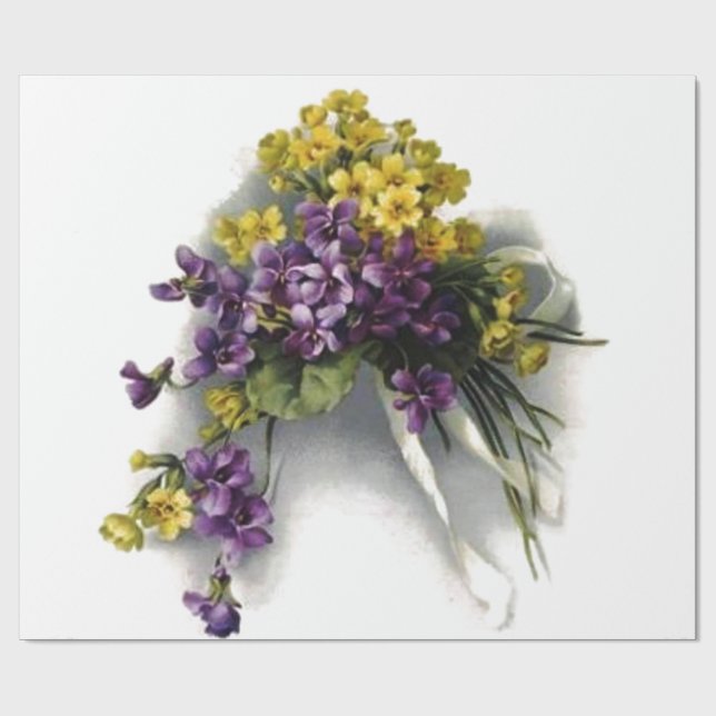 Vintage Violet Bouquet Bridal Shower Wrapping Paper (Flat)