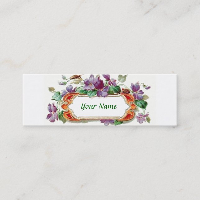 Vintage Violet Calling Card Skinny Business Card (Front)