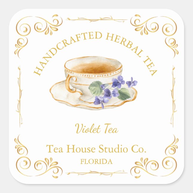 Vintage Violet Tea Square Label (Front)