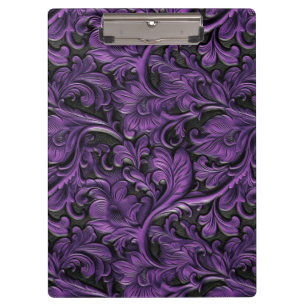 Vintage violet tooled leather  clipboard