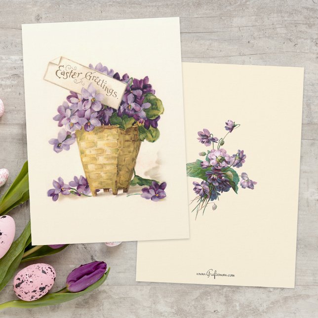 Vintage Violets and Easter Greetings Holiday Card (Creator Uploaded)