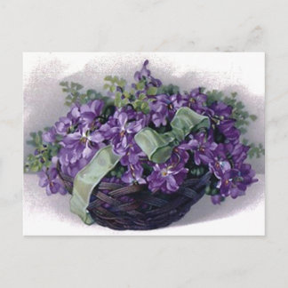 Vintage Violets Basket Postcard