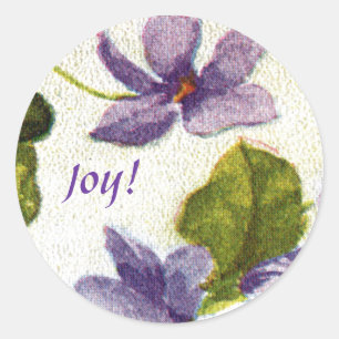Vintage Violets Joy Round Sticker