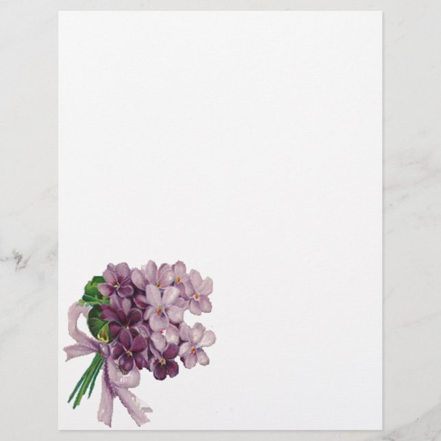 Vintage Violets Nosegay Bouquet Letterhead (Front)