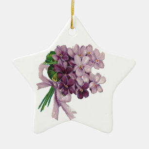 Vintage Violets Nosegay Bouquet Star Ornament