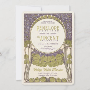 Vintage Violets Wedding Invitation