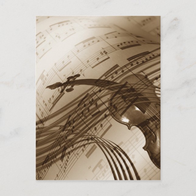 Vintage Violin and Sheet Music Postcard (Front)