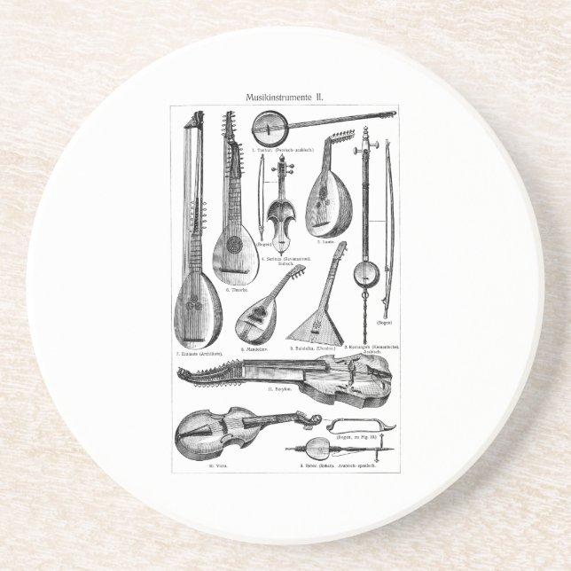 Vintage Violin Cello String Musical Instruments Coaster (Front)