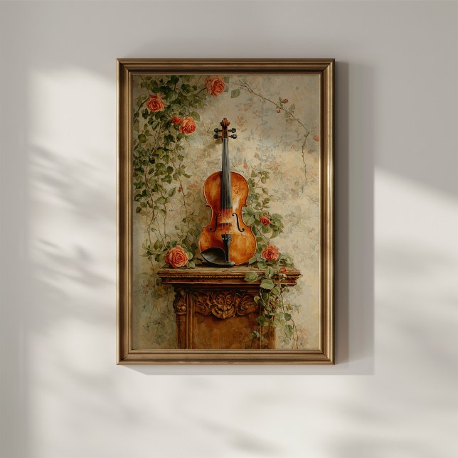 Vintage Violin with Roses Poster (Creator Uploaded)