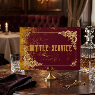 Vintage VIP Bottle Service Gold Bordeaux Elegant Table Number